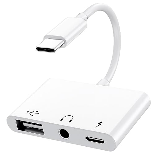 USB C to USB Adapter with 3.5mm Headphone Jack and 60W PD Fast Charging, OTG Cable Adapter, Type C to Audio Splitter for i-Phone 17/16/15 Sam-sung
