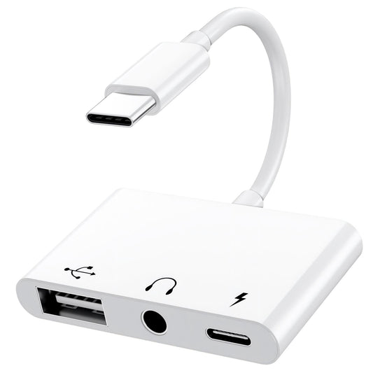 USB C to USB Adapter with 3.5mm Headphone Jack and 60W PD Fast Charging, OTG Cable Adapter, Type C to Audio Splitter for i-Phone 17/16/15 Sam-sung