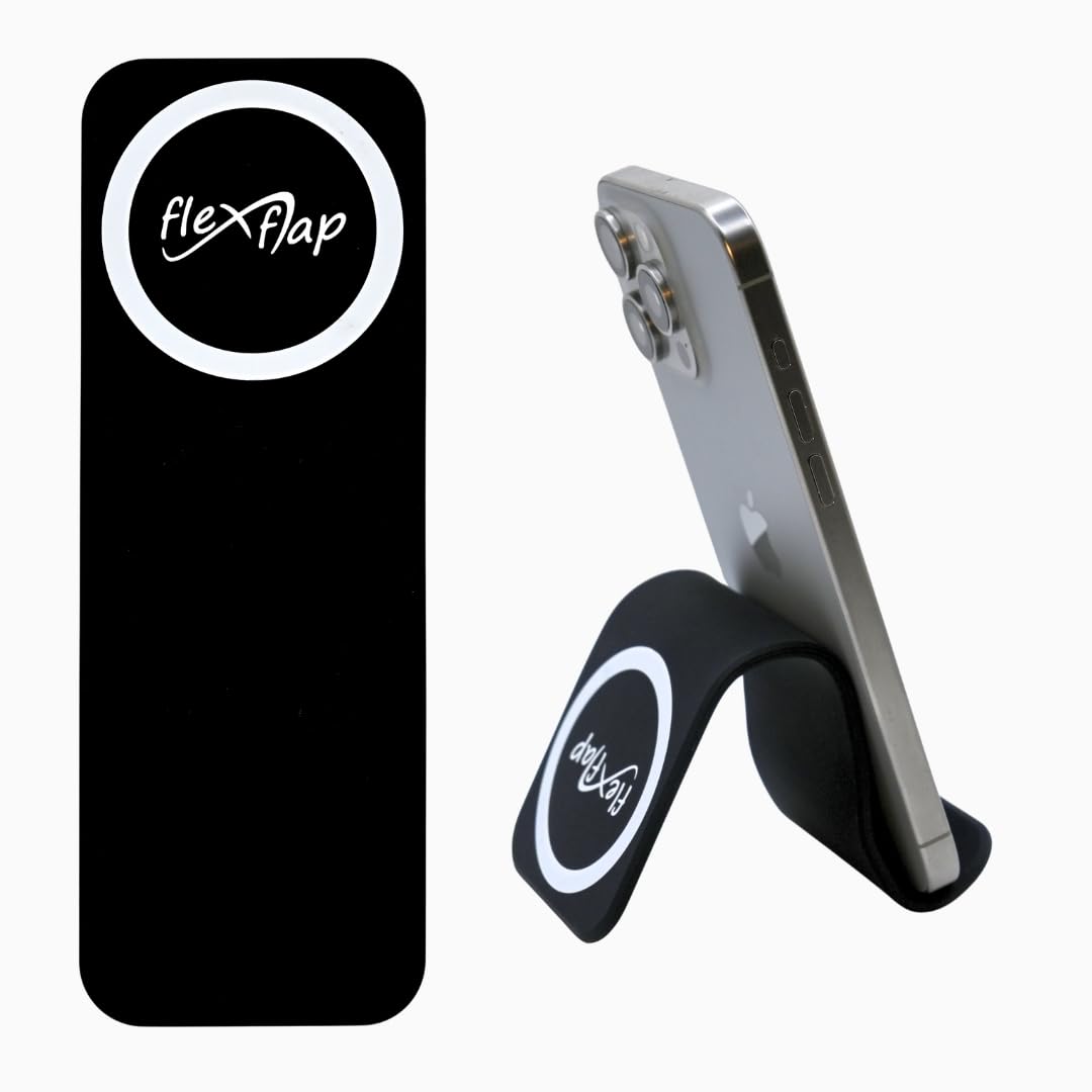 Flex Flap Mag Safe Phone Stand Airplane Travel Essentials for Flying Cell Phone Holder with Mag Safe Magnet & Flexible Silicone Stand for Desk
