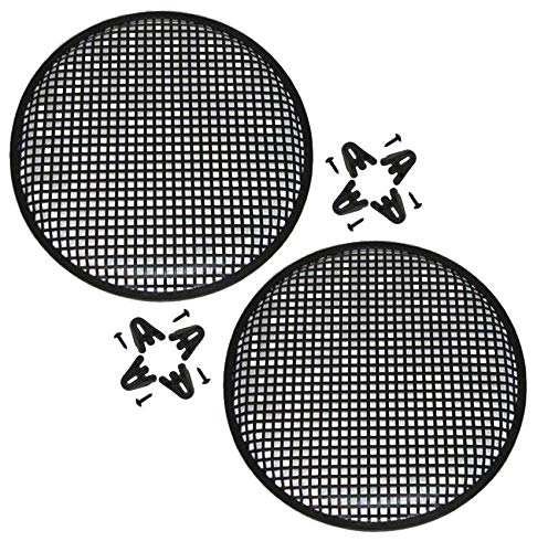 Custom Install Parts 10'' Inch Car Audio Speaker Sub Woofer Metal Black Grill Cover Guard Pack of 2 (Pair)