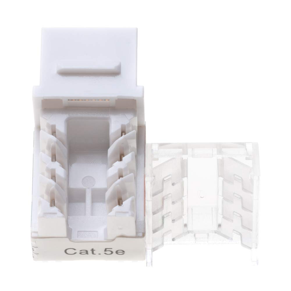 SATMAXIMUM Cat5e Keystone Ethernet Wall Jack Punch Down UTP 45-Degree (Easier Termination Than 90-Degree), RJ45 Slim Profile Speed Termination White