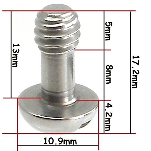 5 Pack Longer Shaft Cap SS Steel Screws 1/4" Tripod Quick Release QR Plate Camera Hex/Slot Combo