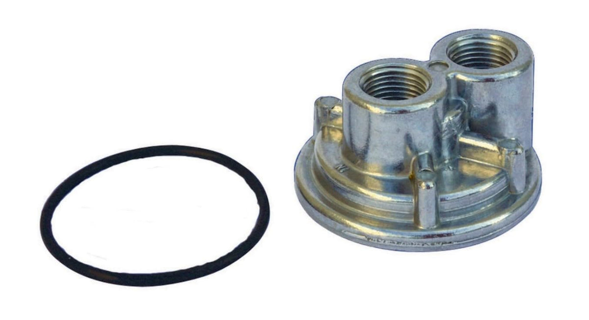 Perma-Cool 111 Oil Filter Adapter, Bypass, 3/4-16 in Center Thread, Two 1/2 in NPT Female Ports, Aluminum, Natural, Each