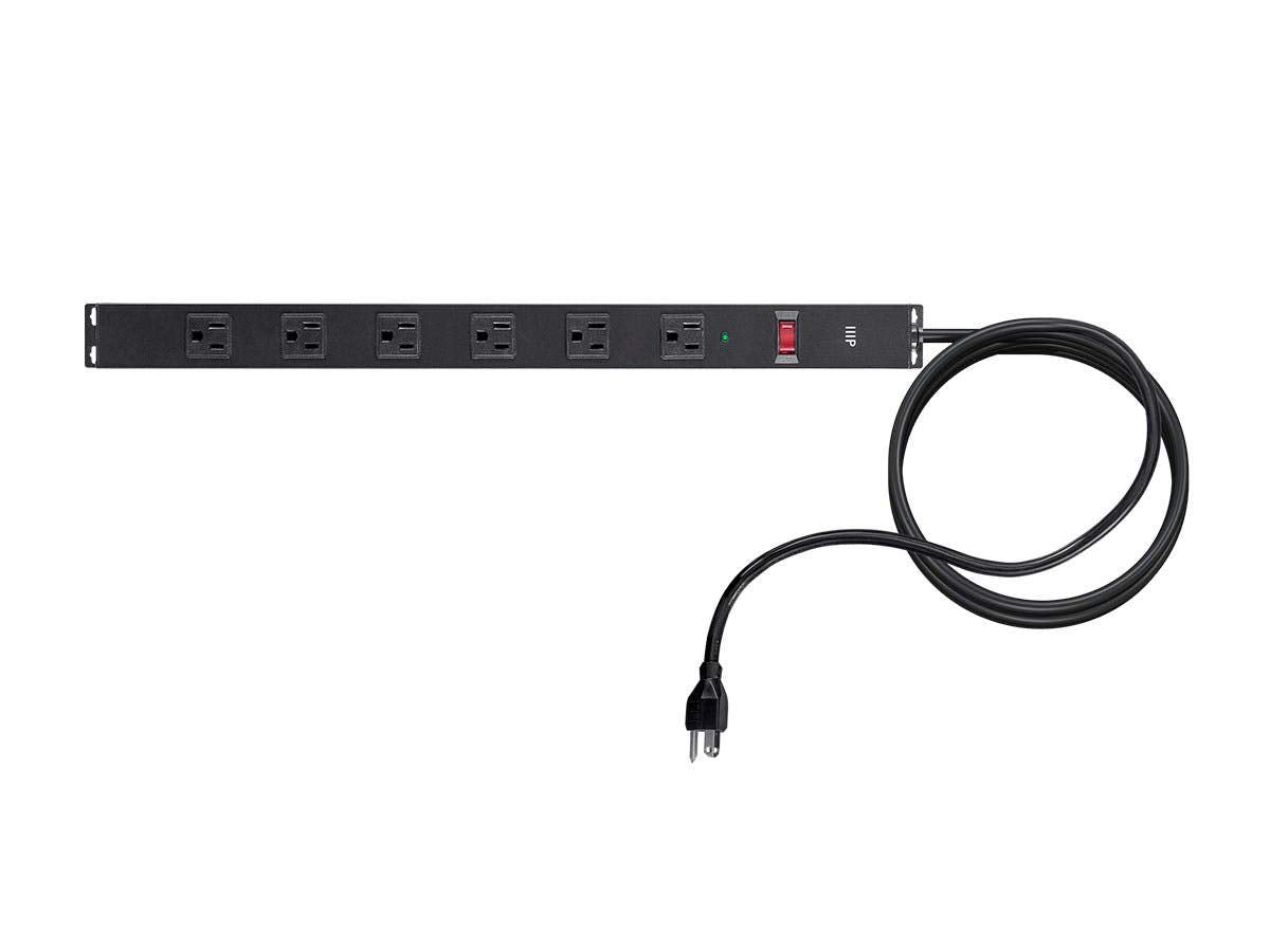 Monoprice 6 Outlet Metal Surge Protector Power Strip - with 15 Feet Cord and Surface Mount Tabs, 540 Joules, UL Certified, EMI/RFI Protection