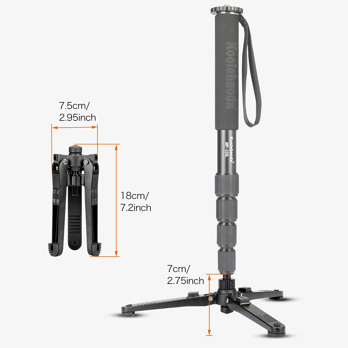 Koolehaoda Tripod Base for Monopod, 3/8" Screw Desktop Stand with Three Feet, Universal 3 Legs Monopod Base Stand Unipod Support for 3/8" Threaded
