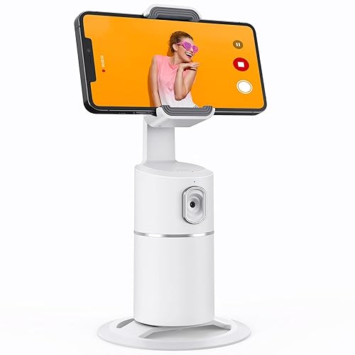 camrola Auto Face Tracking Phone Holder, No App Required, 360° Rotation Face Body Phone Tracking Tripod Smart Shooting Camera Mount for Live Vlog