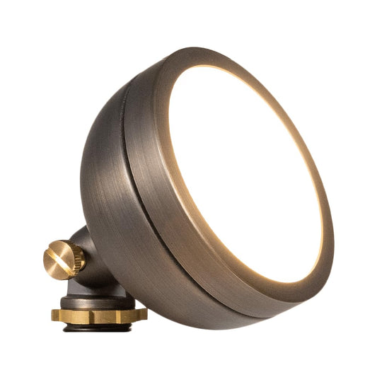 VOLT 12V Mini Round Brass Frosted Flood Light (Bronze) with 3W 2700K Warm White G4 LED Bulb for Low Voltage Landscape Lighting of Outdoor Wall, Garden