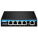 PX204 4 Port Gigabit PoE Powered Switch Extender, IEEE802.3af/at/bt PoE Passthrough Switch, 1 Port 90W PoE++ in, 4 Port PoE+ 30W Out PoE Repeater