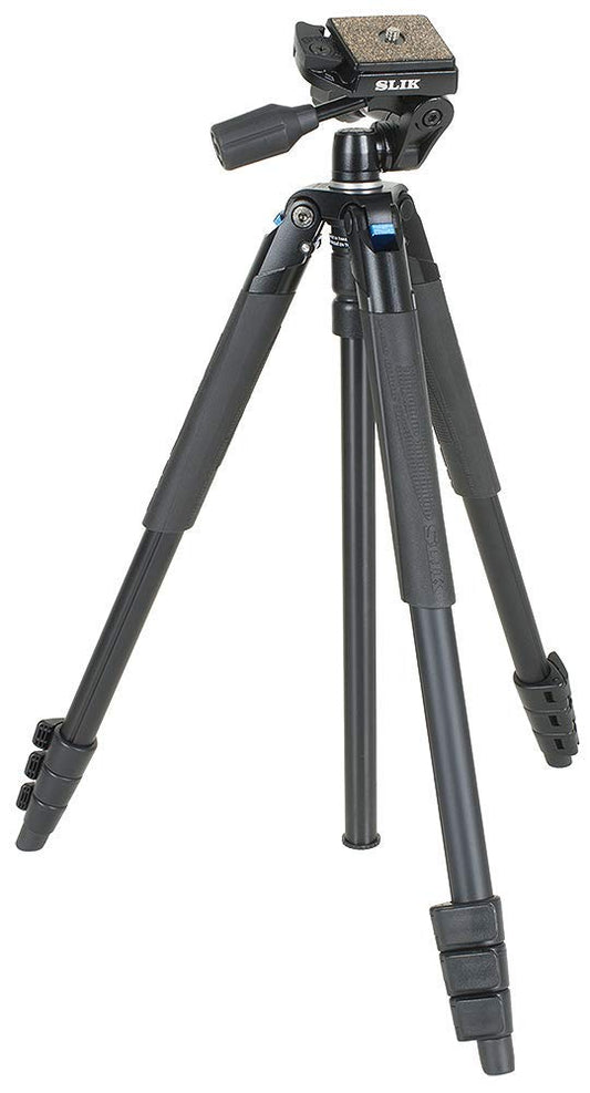 Slik Sprint PRO III Travel Tripod w/SH-704E 3-Way Pan Head for Mirrorless/DSLR Sony Nikon Canon Fuji Cameras and More - Black (611-887)