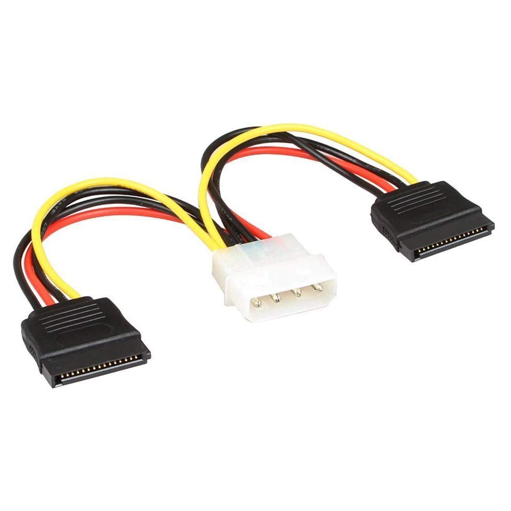 JacobsParts (5-Pack) Molex to SATA Power Cable Splitter Adapter Extension, 8" 20cm 18AWG