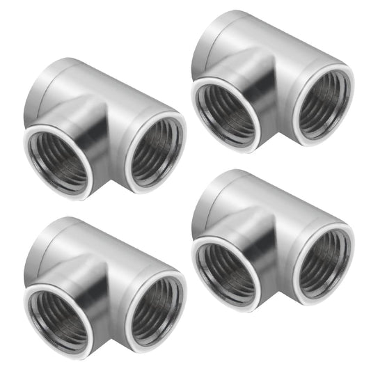 BXQINLENX Silver Chrome G 1/4" Threaded 3 Way Fitting for Computer Water Cooling System(4 PCS)