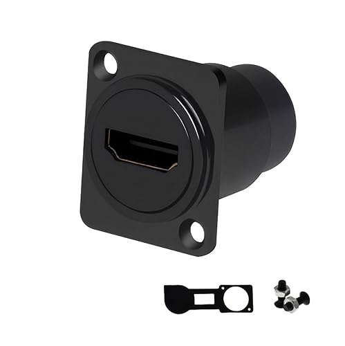YiKaiEn HDMI 4K@60Hz D Panel Mount Connector with Waterproof Cover - Female-to-Female HDMI Coupler Adapter, 3D & 4K Supported, Extendable for Car
