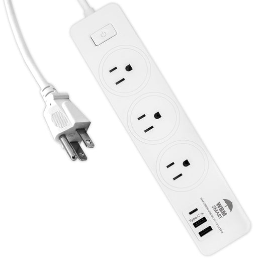 WBM Smart Power Strip 5.9 ft 10 A, Extention Cord Socket with 2 USB Ports and 1 Type C Plug, ETL Certified, Multi Outlet Extender for Home, Office