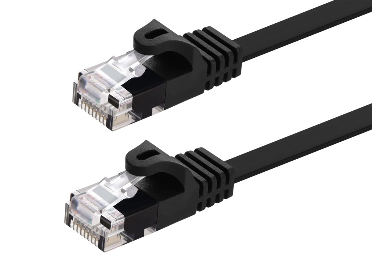 Monoprice Cat5e Ethernet Patch Cable - RJ45, Flat,Stranded, 350Mhz, UTP, Pure Bare Copper Wire, 30AWG, 100 Feet, Black