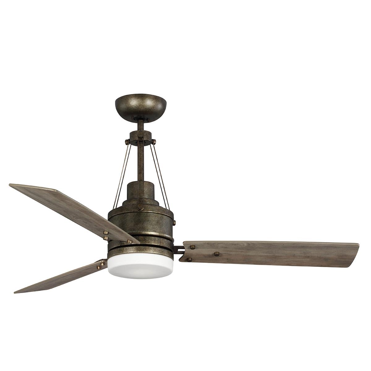 Kathy Ireland Home [CF205LGES] Highpointe LED Ceiling Fan with Remote Control | Modern Industrial Lighting Fixture with 3 Blades, 2 Downrods,