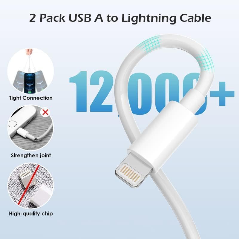 Charging for iPhone Charger [Apple MFi Certified] 2Pack Lightning Cable Data Sync Charging Cord with USB A Wall Charger Block Travel Plug for iPhone