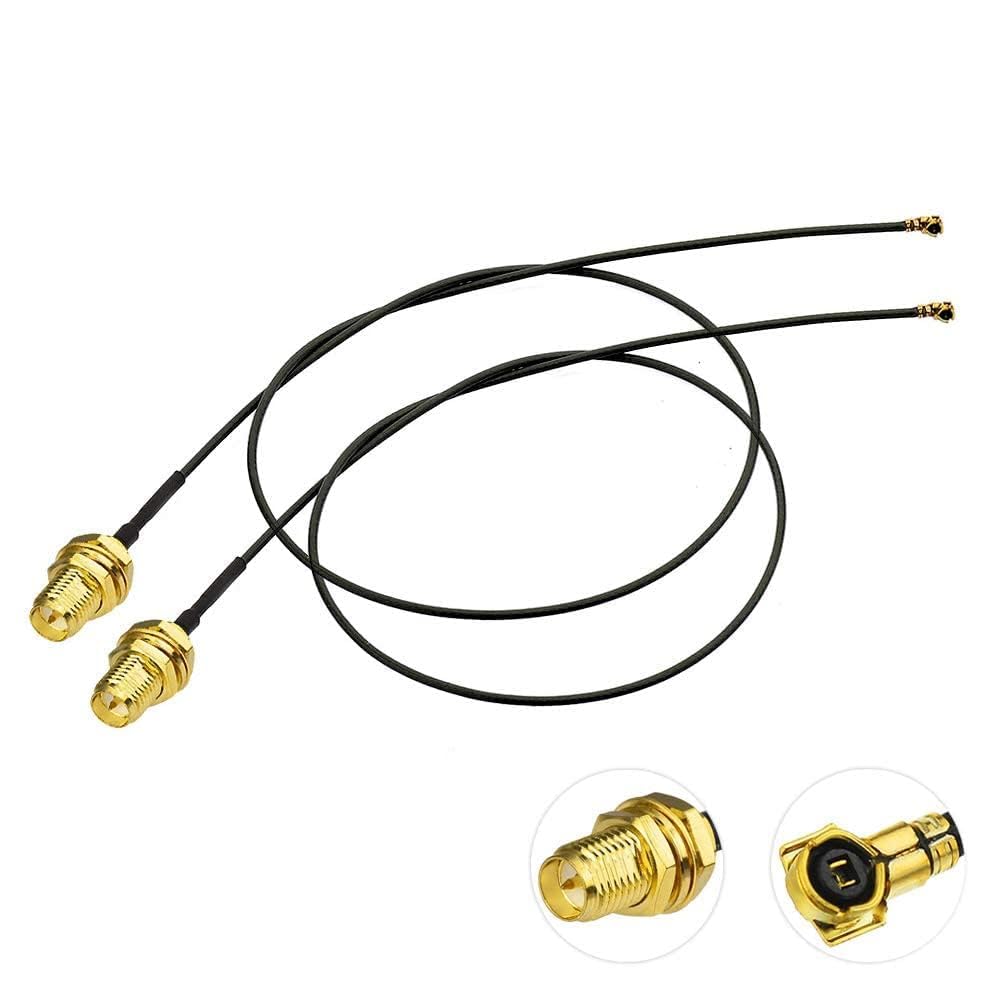 Bingfu Dual Band WiFi 2.4GHz 5GHz 5.8GHz 6dBi RP-SMA Male Antenna & 20cm 8 inch Extension Cable 2-Pack for M.2 NGFF Intel Wireless Network Card WiFi