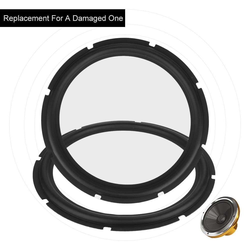 Zerone Speaker Rubber Surround, 12inch Perforated Rubber Rings Replacement Parts for Speaker Repair or DIY (Black)