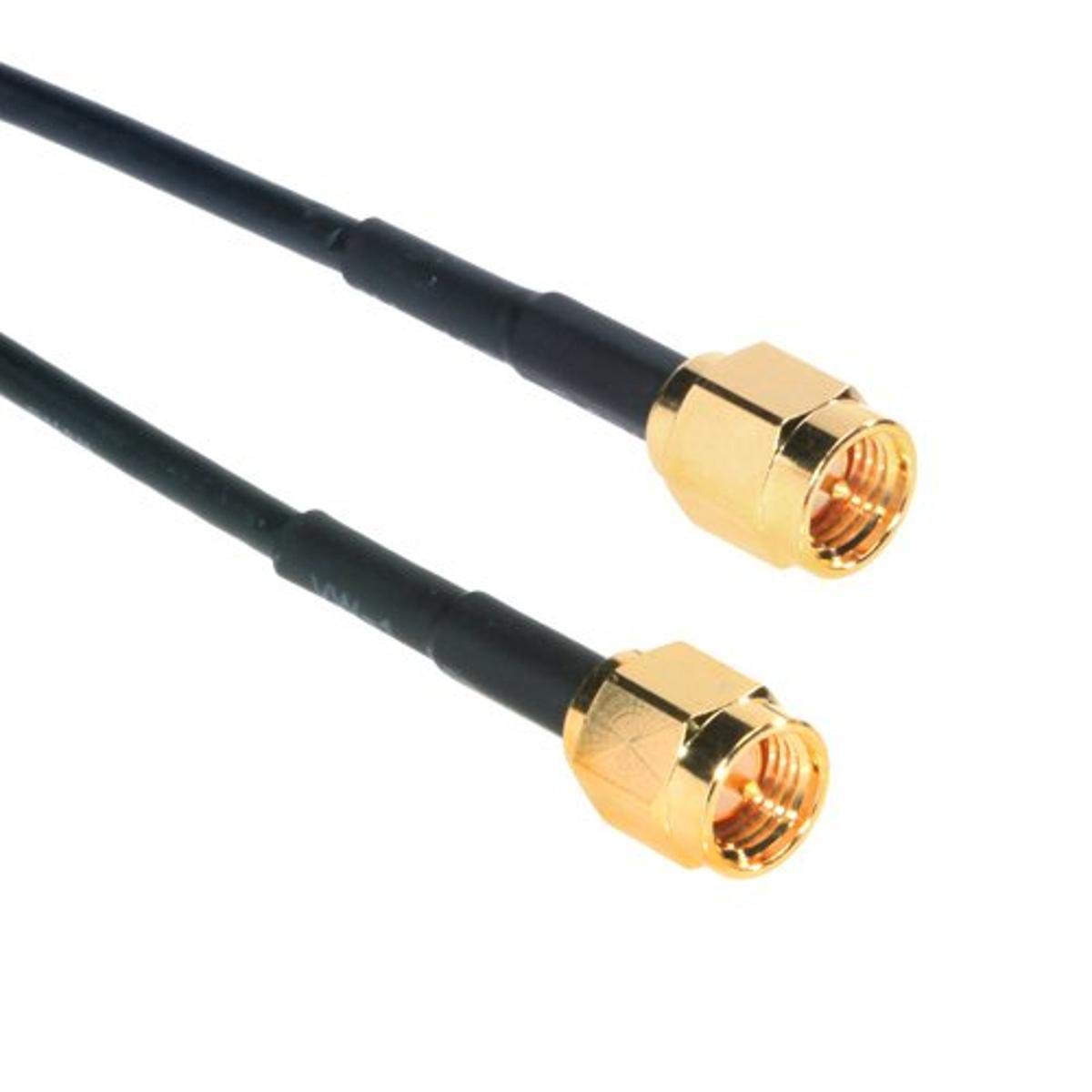 Amphenol CO-174SMAX200-010 Black RG174 SMA Coaxial Cable, 50 Ohm, SMA Male to SMA Male, 10'