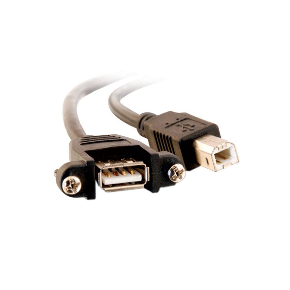 C2G Legrand USB A to B Cable, Female to Male USB Cable, USB 2.0 Cable, 2 Foot Data Transfer Cable, Black USB Cord, 1 Count, C2G 28068