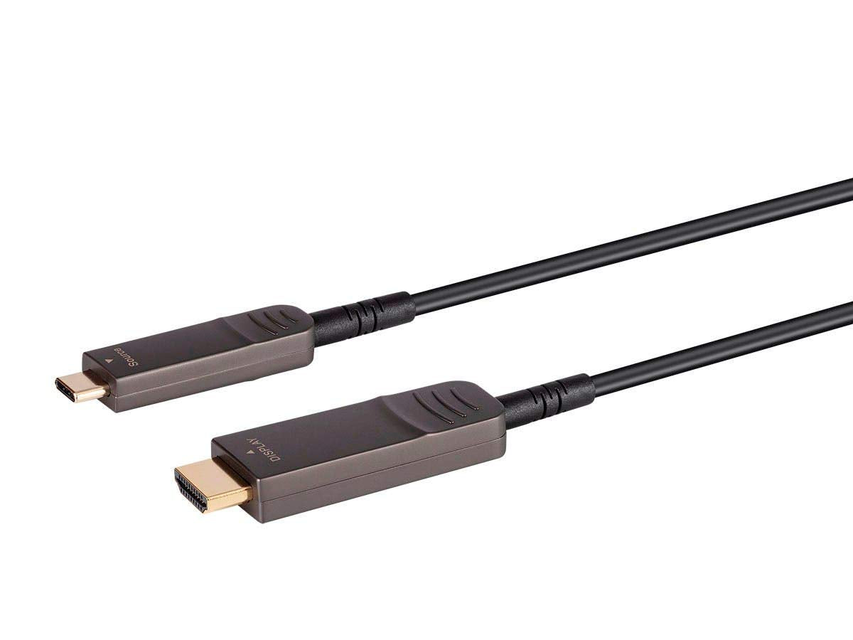 Monoprice USB 3.1 Type-C to HDMI Video Cable - 50 Feet - Black | 4K@60Hz, Fiber Optic, AOC, Transmits Up to 100 Feet, Gold Plated Connectors - SlimRun