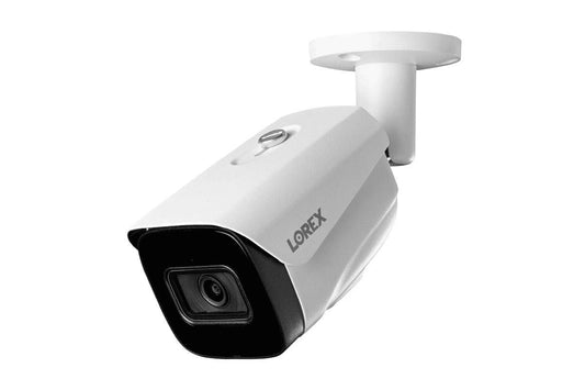 Lorex 4K (8MP) Smart IP Bullet Security Camera with Listen-in Audio and Real-Time 30FPS Recording - White