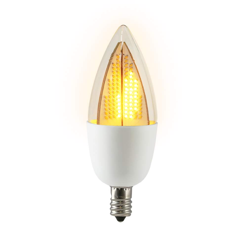 Euri Lighting Flickering Flame Bulb, ECA9.5-2120fc, LED CA9.5 Candelabra, E12, 1W (6W Equal), Warm White 1800K, Non-Dim, 80lm, 120° Angle, White
