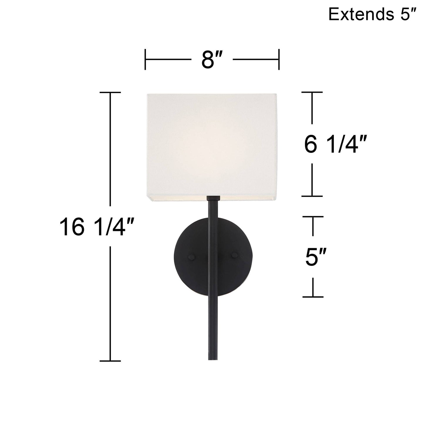 Possini Euro Design Favreau Modern Wall Sconce Lighting Black Hardwired 16 1/4" High Fixture Rectangular Linen Fabric Shade for Bedroom Bedside Living