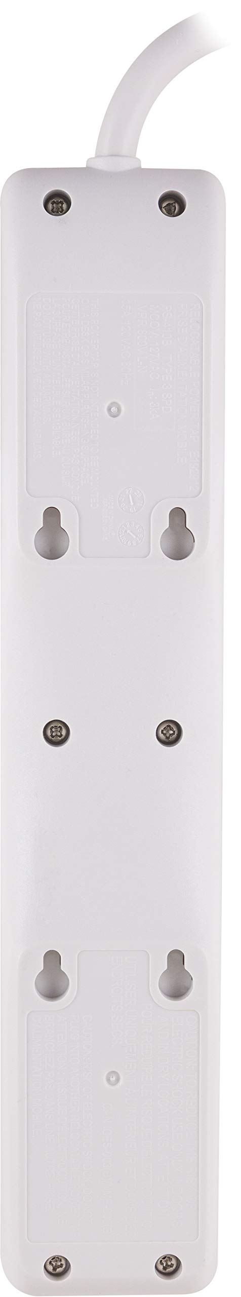 GE Surge Protector, 4 Outlets 2 USB Ports, Extra Long 8ft. Power Cord, White, 25798