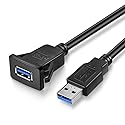 URWOOW 1M USB3.0 Square Flush Mount - Extension Panel Cable, for Car, Boat, Motorcycle (3 feet)