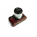 XE1 Case, BolinUS Handmade Genuine Real Leather Half Camera Case Bag Cover for Fujifilm Fuji XE1 X-E1 XE2 X-E2 Opening Version + Hand Strap -Coffee