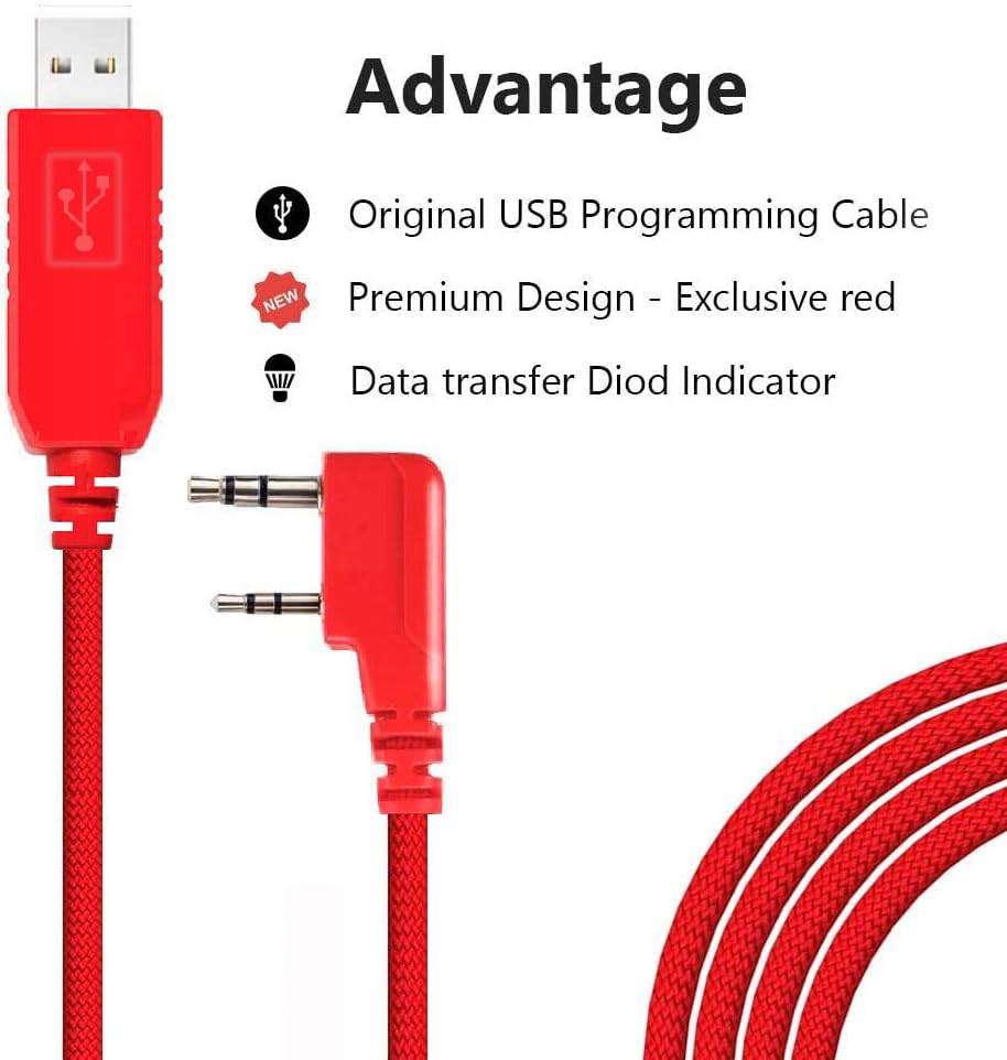 Feanteek Baofeng Programming Cable for Two Way ham Portable radios: UV-5R, 5RA, 5R Plus, 5RE, UV-82, bf F8HP, UV3R Plus, BF-888S, USB Programming