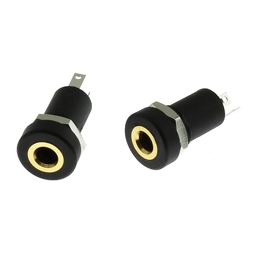 BLLNDX 3.5mm Stereo Panel Mount Jack 2PCS 3.5mm 1/8Inch Mini Female Stereo Panel Mount Solder Headphone Socket Connector