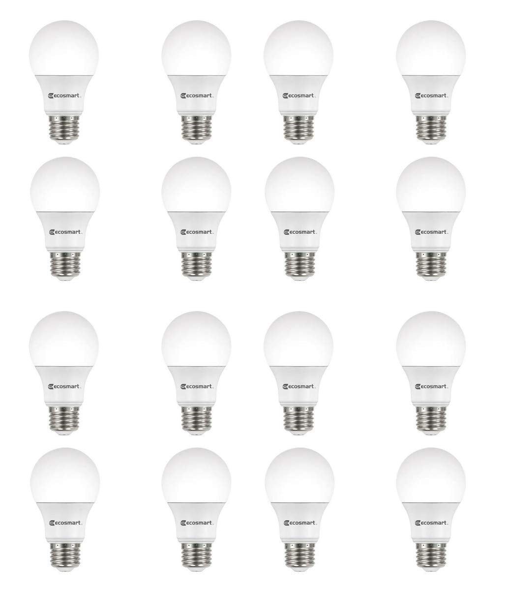 Ecosmart LED 60-Watt Equivalent A19 Dimmable Energy Star LED Light Bulb Bright White (3000K)(16-Pack)
