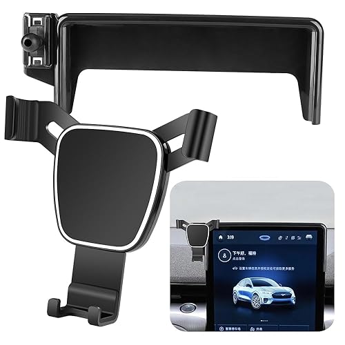 LUNQIN Car Phone Holder for Ford Mustang Mach-E 2021 2022 2023 2024 2025 2026 Mach E Auto Accessories Navigation Bracket Interior Decoration Mobile
