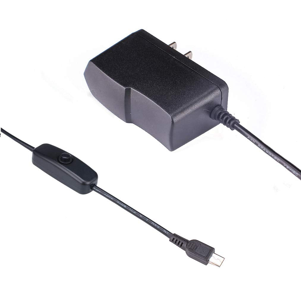 Enokay Power Supply for Raspberry Pi 2 3 b b+ 5V 2.5A Micro USB Charger Adapter with On Off Switch