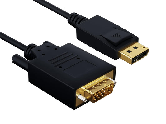 Cable Leader 28 AWG Gold Plated Premium DisplayPort to VGA Male to Male Cable with Latches (15 Foot (1 Pack))
