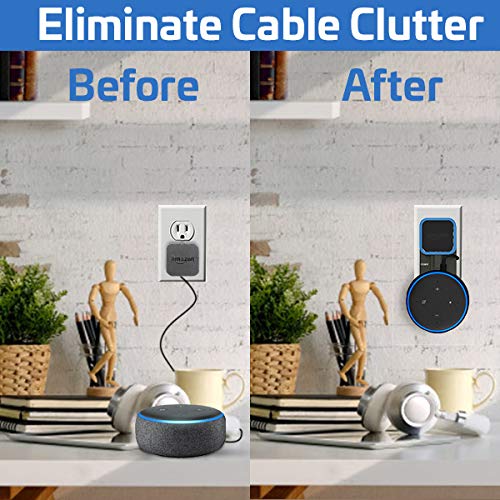 Coby Speaker Wall Mount for Third-Generation Echo Dot Voice Assistant (Smart Speaker Not Included), Cable-Management Wall Mount for AC Power Outlets