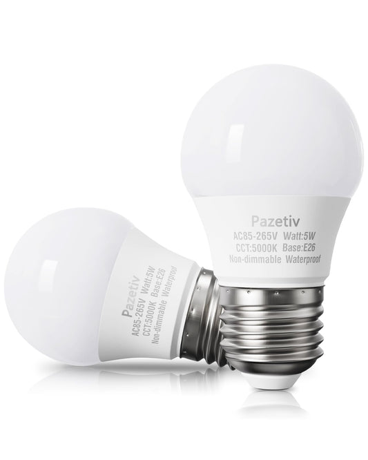 LED Refrigerator Light Bulbs 40 watt Equiv., 120V, Daylight 5000K, E26 Base