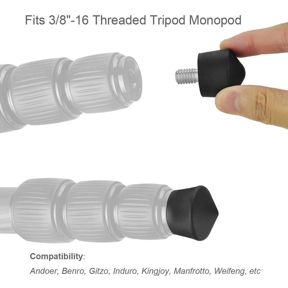 Foto&Tech Universal Anti-Slip 3/8" Rubber Foot Spike Compatible with Andoer Benro Gitzo Induro Kingjoy Manfrotto Weifeng RRS 3/8"-16 Thread Tripod