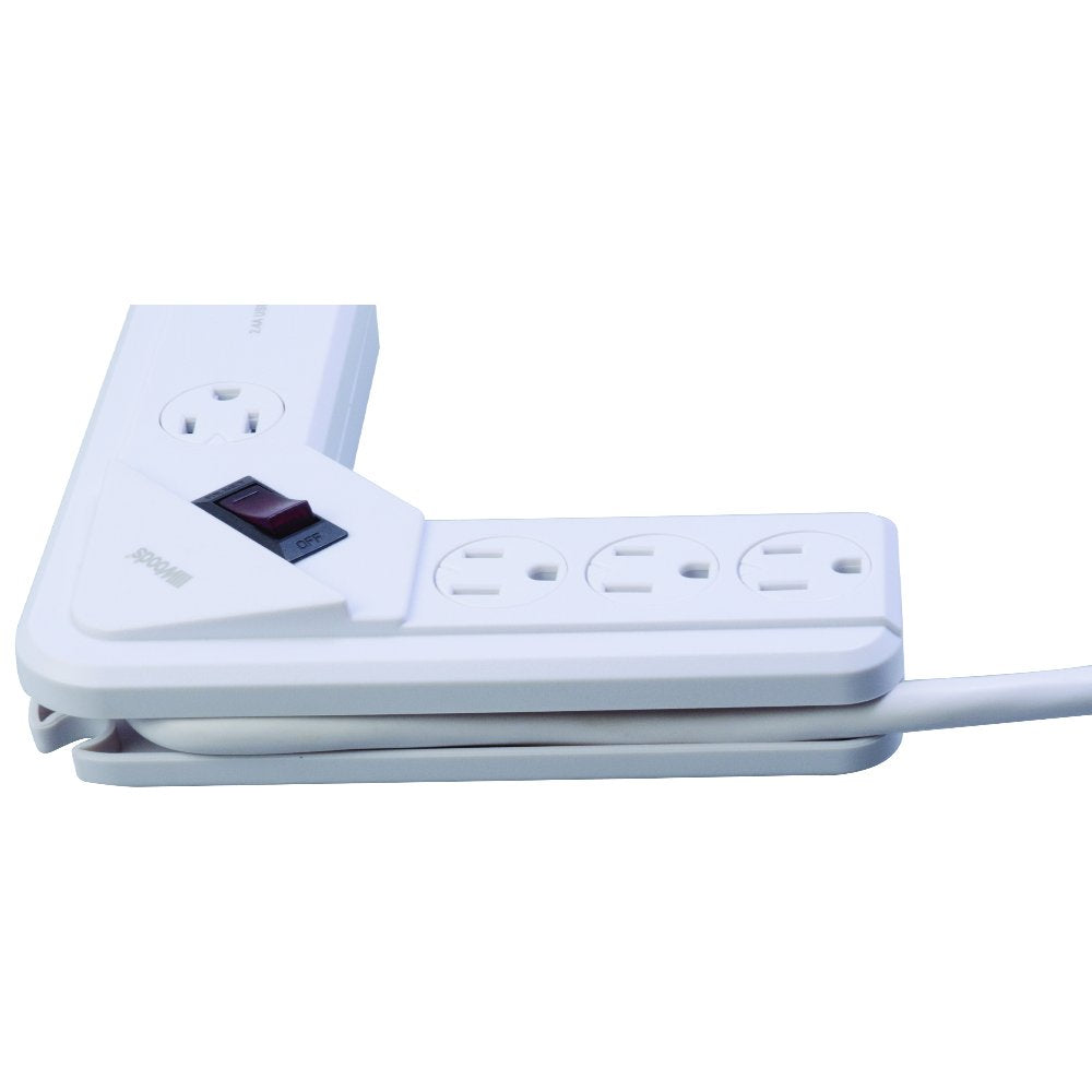 Woods 41374 6-Outlet Corner Power Strip, White,