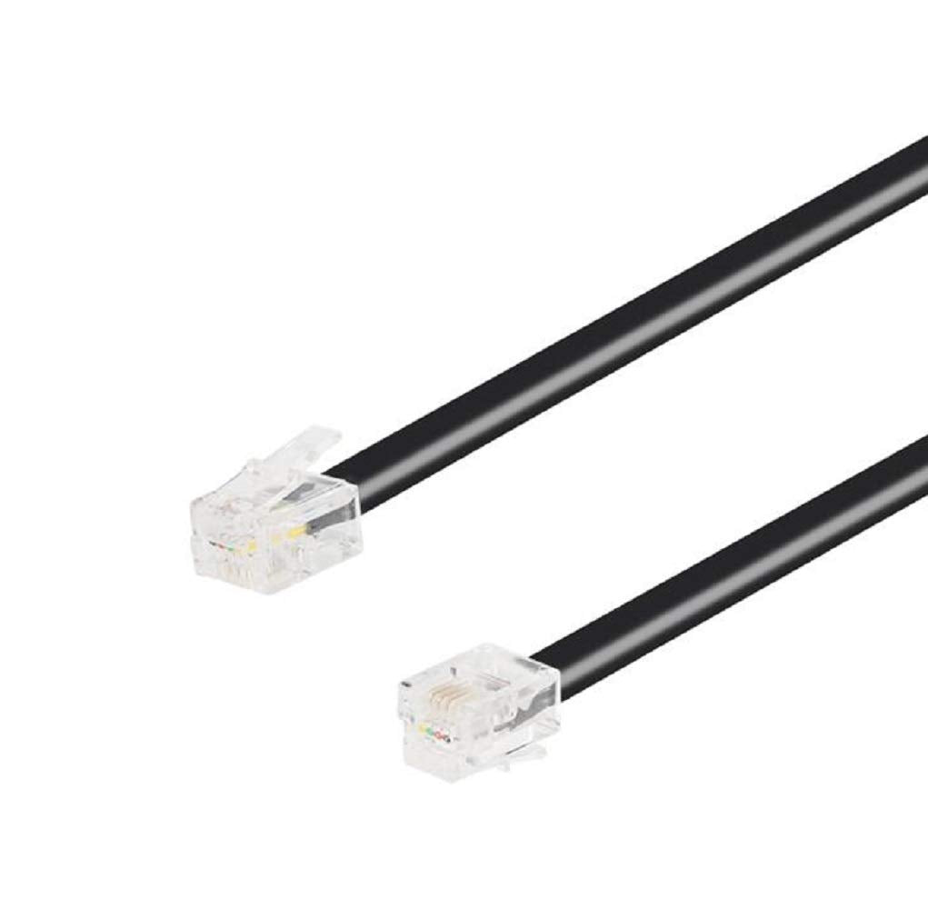 Part Express EopZol 10ft Telephone Line Cord Cable Wire 6P4C RJ11 DSL Modem Fax Phone to Wall Black