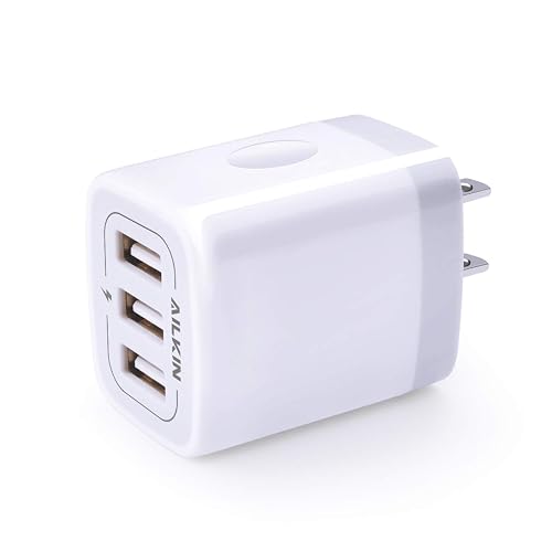 USB Charger Cube, Wall Charger Plug, AILKIN 3.1A 3-Muti Port USB Adapter Power Plug Charging Station Box Base for iPhone 17 16 15 14 13 12 Pro Max