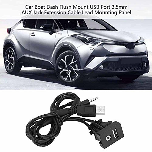 Dilwe AUX Extension Mount, Car USB Panel Flush Mount Jack Cable for Car, Boat and Motorcycle