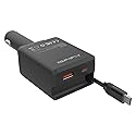 Retractable Car Charger, Total 75W Fast Charger 3 in 1 USB C Car Adapter, Retarctable Type C Cable (30 inch) and 2 USB Ports, Compatible with iPhone