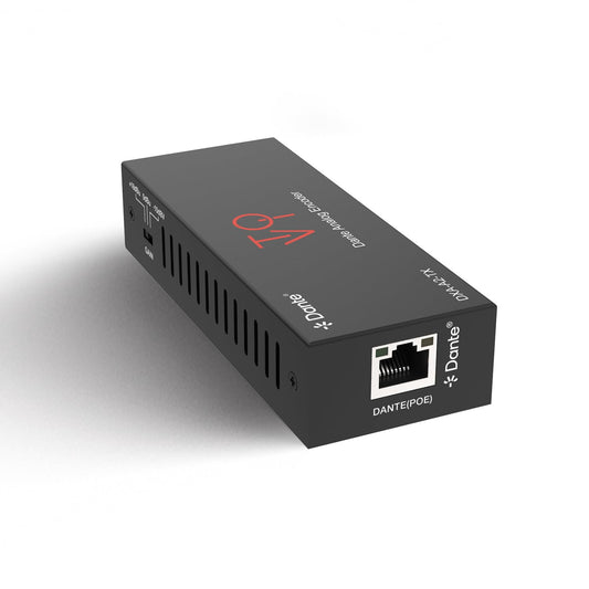 ToVi Dante Analog Audio Encoder - 2-Channel Analog to Dante/AES67 Audio Over IP Converter - Balanced/Unbalanced Input with 3-Level Gain - 24-bit