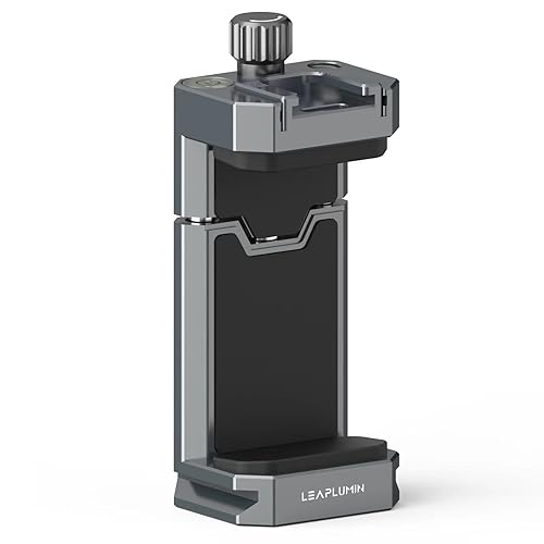 Leaplumin Aluminum Phone Mount for Tripod, Adjustable Phone Tripod Mount with Cold Shoe & Arca Swiss Quick Release Plate,Universal Adjustable Clamp