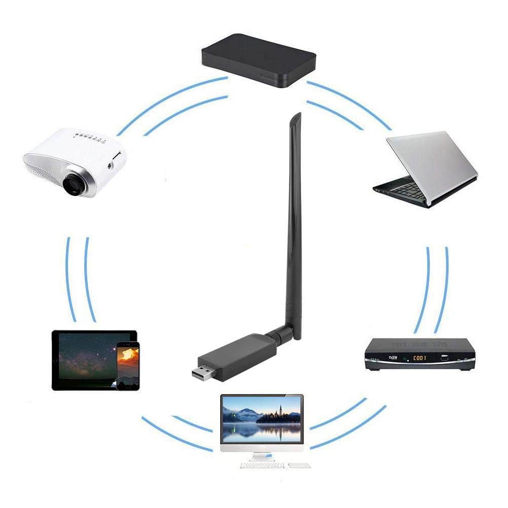 ASHATA USB Network Card,RTL8821AU Network Adapter Band 600Mbps USB Adapter Compatible with Bluetooth, High-Speed 2.4GGHZ and 5.8GHZ Network Card