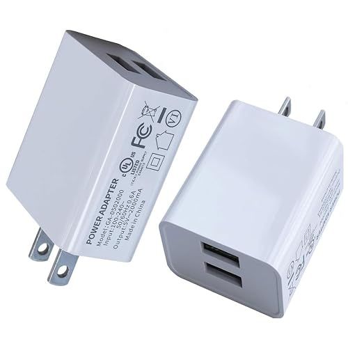 2Pack USB Wall Charger Dual Port Quick Charger Plug Cube 5V 2A for iPad iPhone,Samsung Galaxy,LG,Moto,Amazon Fire Tablet,PS4 Xbox,Headphone,Music
