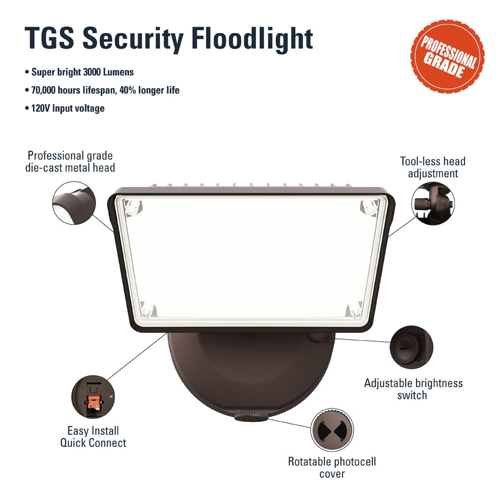 HALO TGS Outdoor Integrated LED Dusk to Dawn-Flood & Security Light Single Square Head Bronze